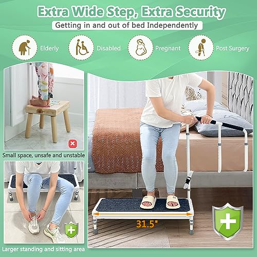 Bed Step Stool with Rail for High Beds - 400lb K216390