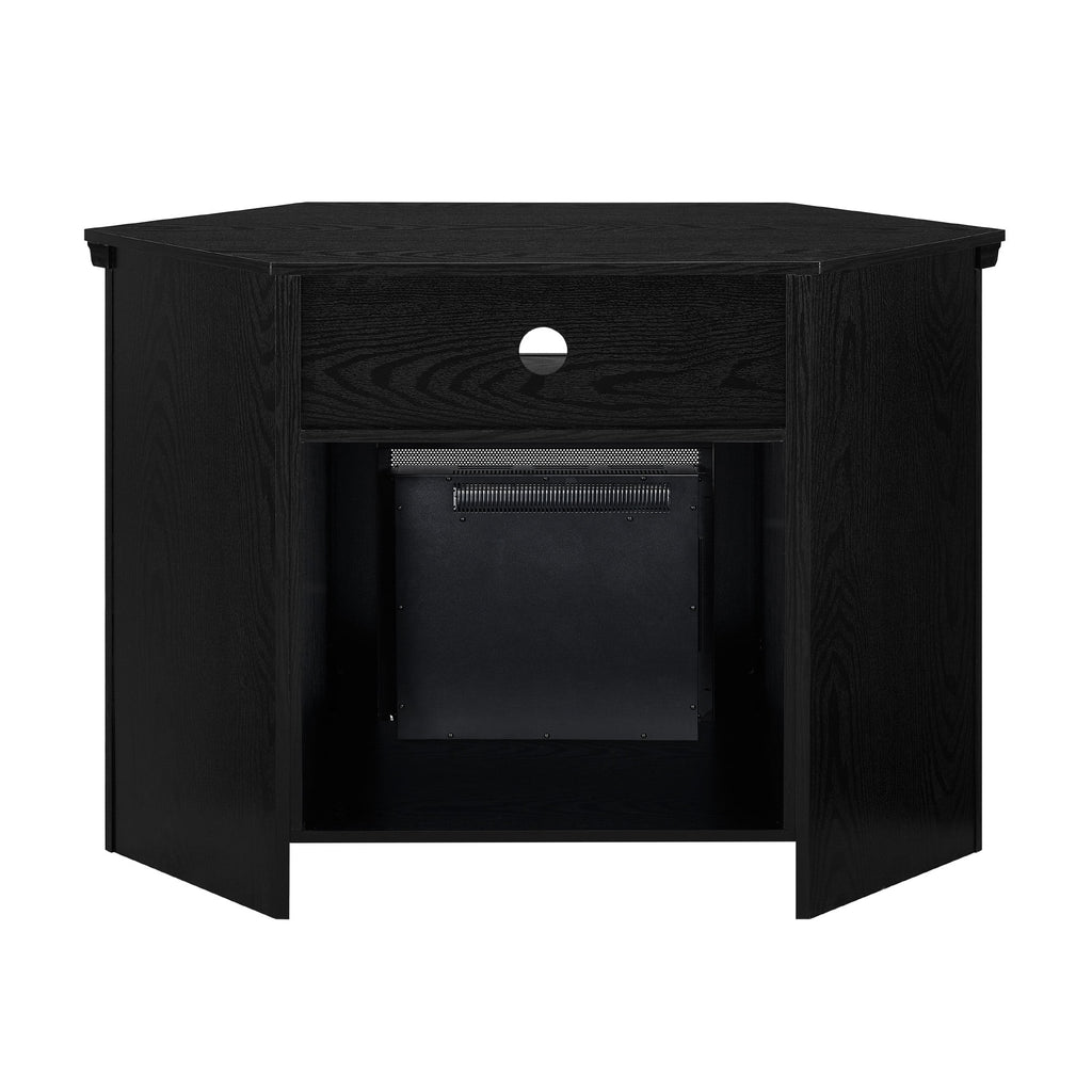 Black Corner Fireplace TV Stand V594