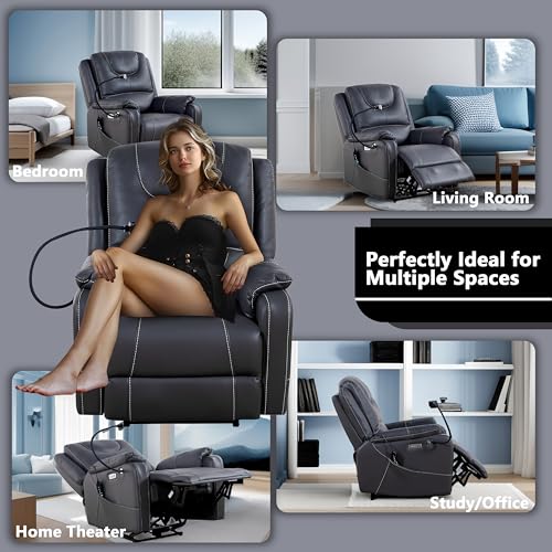 Reddish Brown Electric Recliner with Heat and Massage R4921