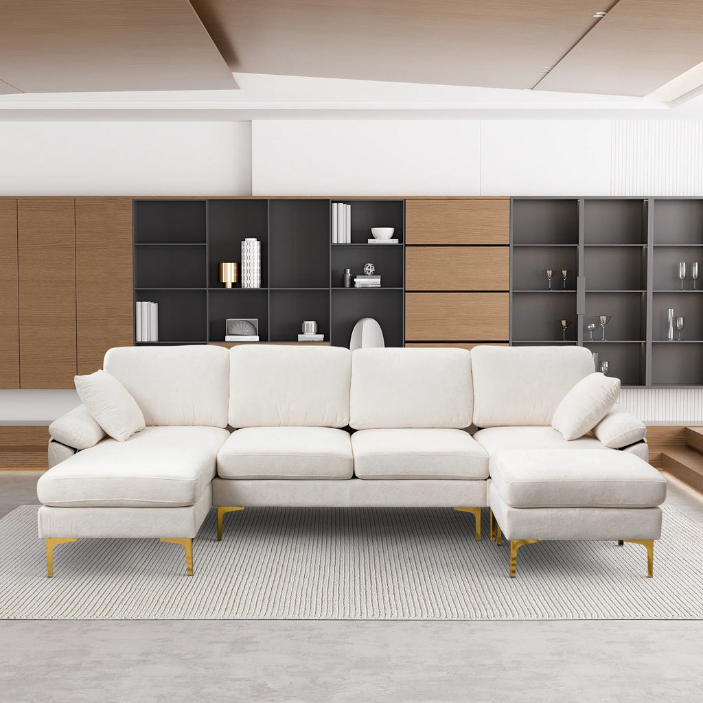 Upholstered Velvet U-shaped Sectional Sofa With Ottoman M813