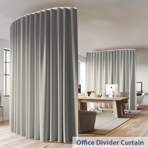 Blackout Room Divider Curtain with White Rail, W8.3 x H7ft T837