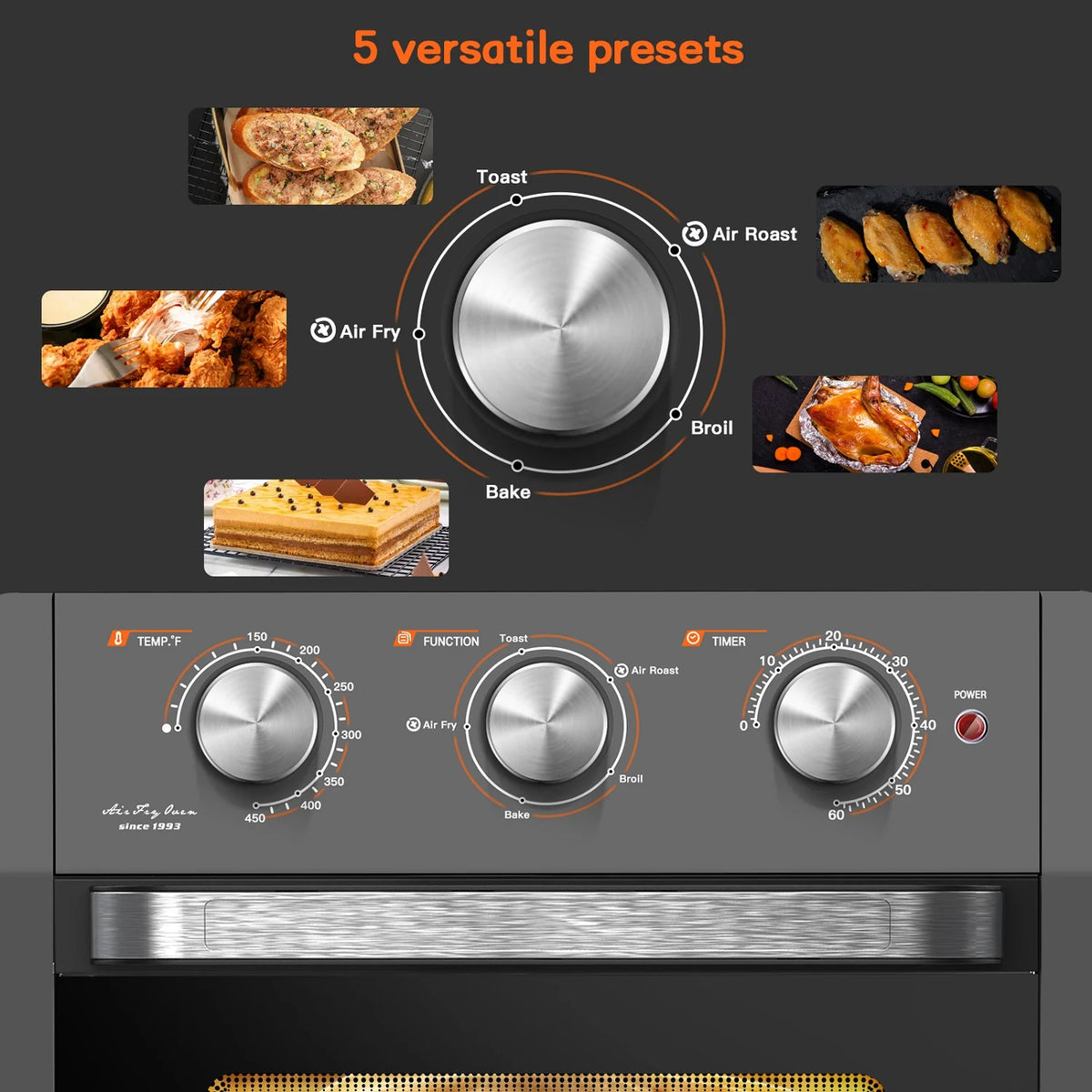 1300W 20Qt Air Fryer Toaster Oven Combo with Non Stick Basket Z896