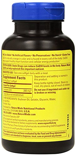 CoQ10 200 mg Dietary Supplement Softgels 100 Count A65518