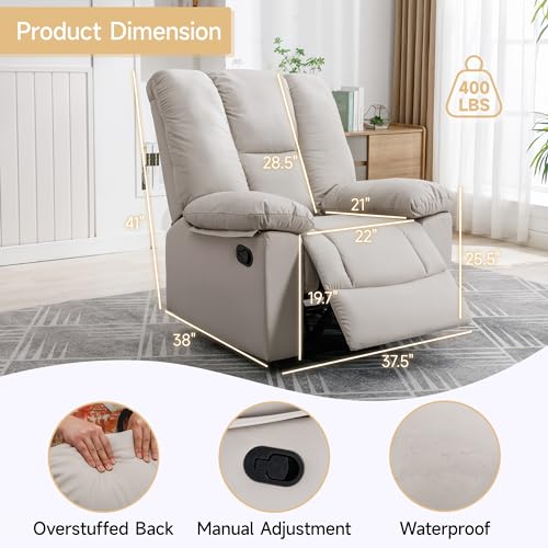 Oversized Dark Grey Manual Recliner Chair R849