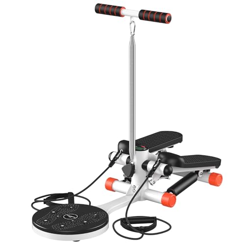 Mini Twist Stepper with Resistance Bands, 330LBS Weight Capacity, Adjustable Twist Table, LCD Monitor D527