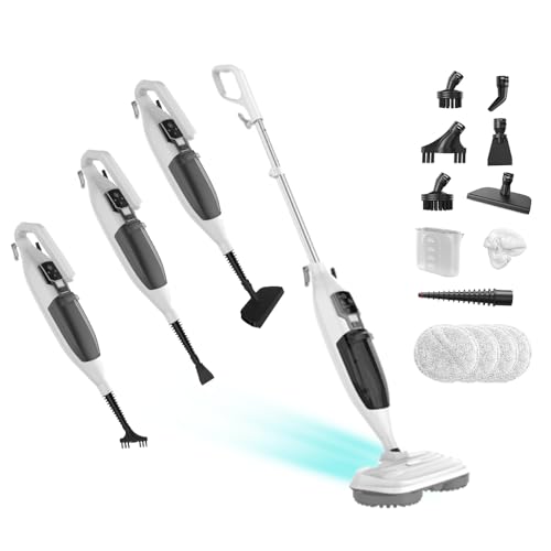 Steam Mop with 13 Accessories, 2 Washable Mop Pads, 550ml Capacity, 30 Second Heat-Up E891048