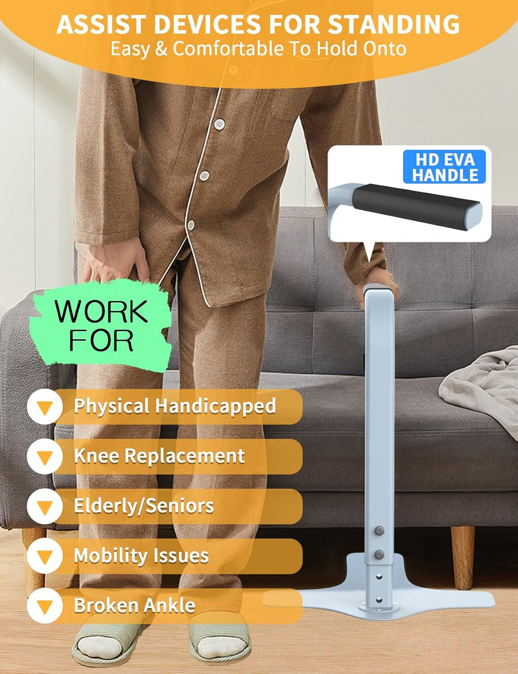 Chair Couch Lift Assist, Four Heights Adjustable, Light Grey, Max 300LBs Capacity U87655