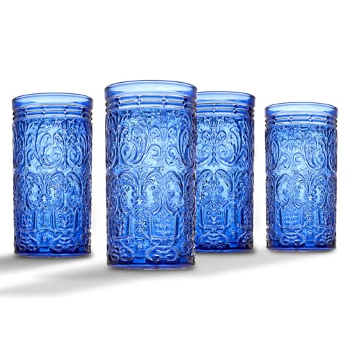 Blue Set of 4 Highball Drinking Glasses I550367
