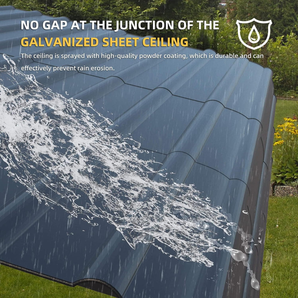 12'x20' Heavy Duty Metal Carport with Galvanized Steel Roof Y50168