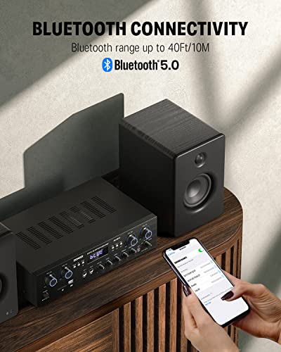 Bluetooth 5.0 Stereo Audio Amplifier Receiver, 4 Channel 440W Peak Power G677511