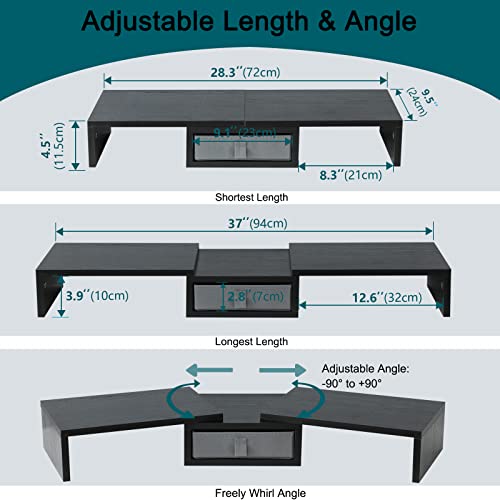 Dual Monitor Stand Riser with Drawer Adjustable (Rustic Brown) Z877918