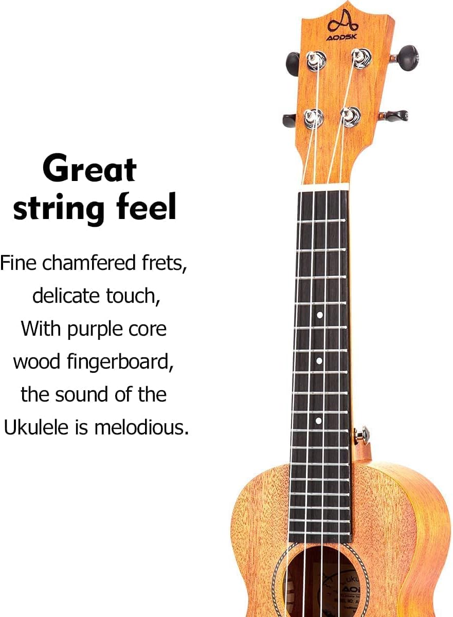 Mahogany 21 Inch Soprano Ukulele with Folding Guitar Stand M846