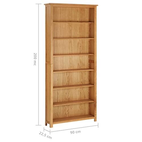 Solid Oak Wood 7-Tier Bookcase U564