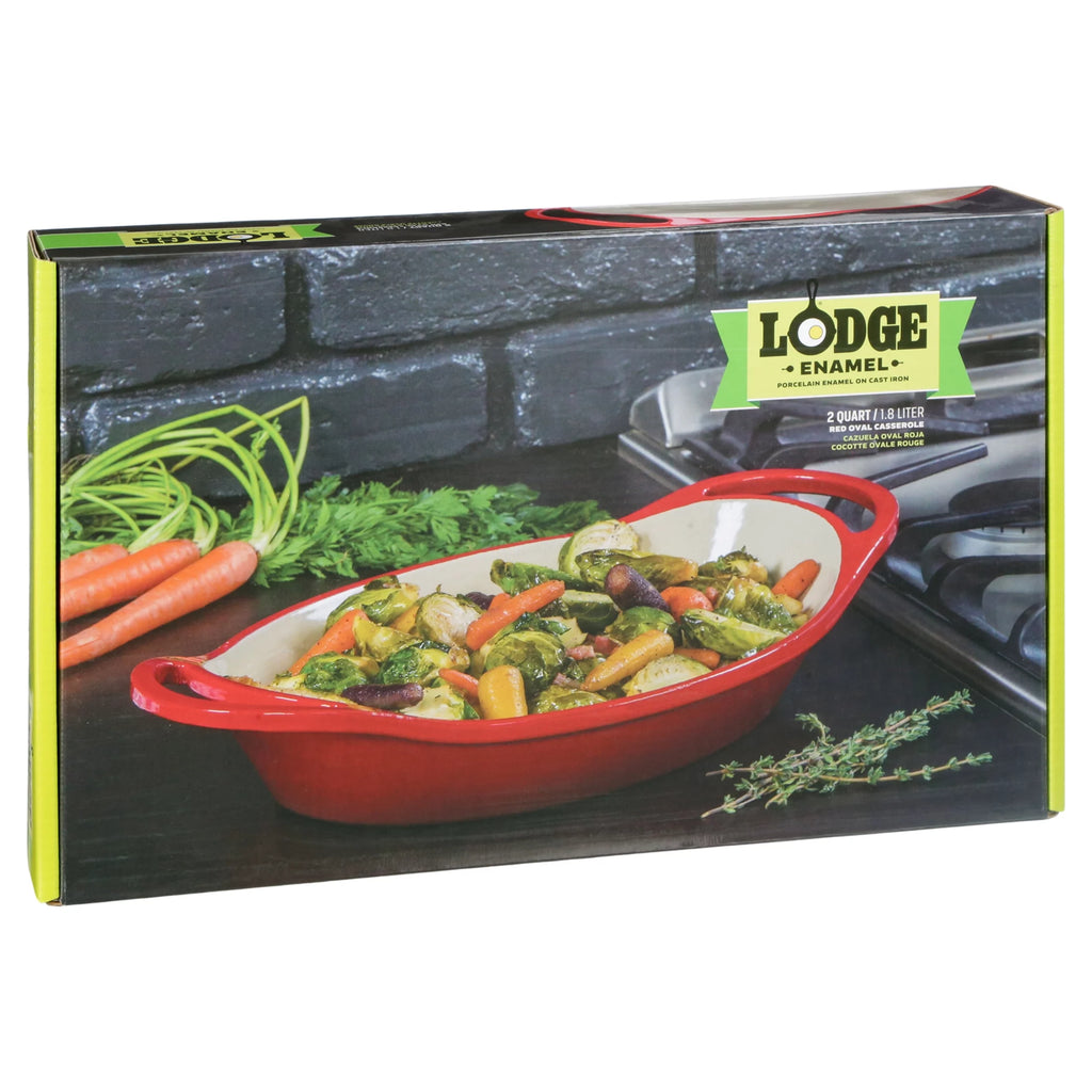 Red Enameled Cast Iron 2 Quart Oval Casserole C68493