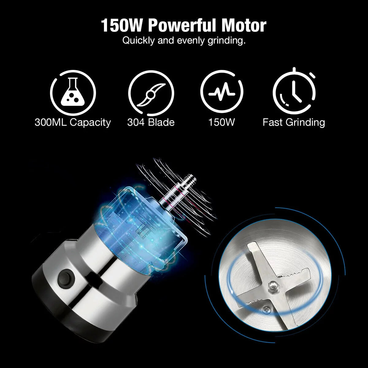 Stainless Steel Electric Coffee Bean Grinder R120729