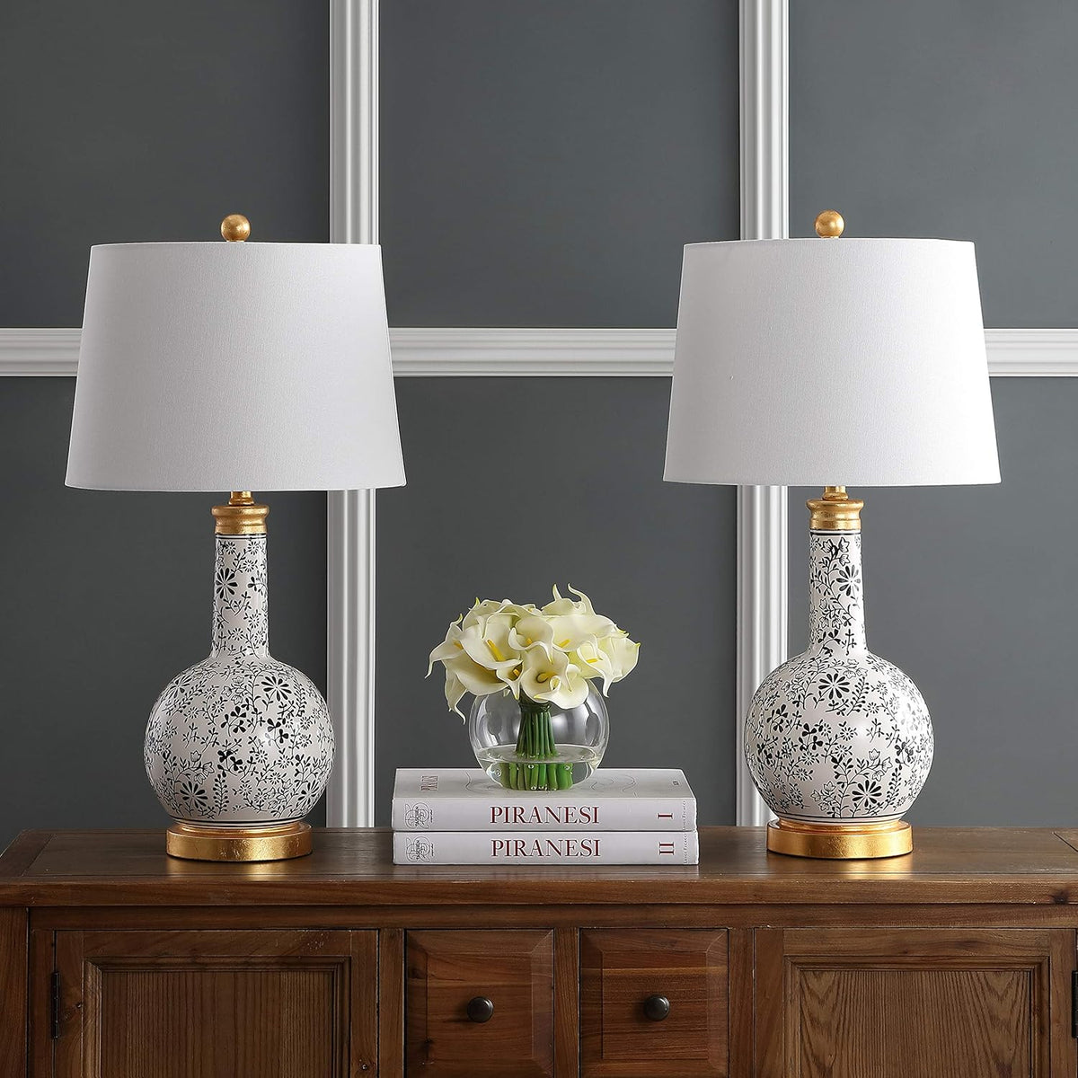 Black/ White 26-inch Table Lamp Set of 2 O1055