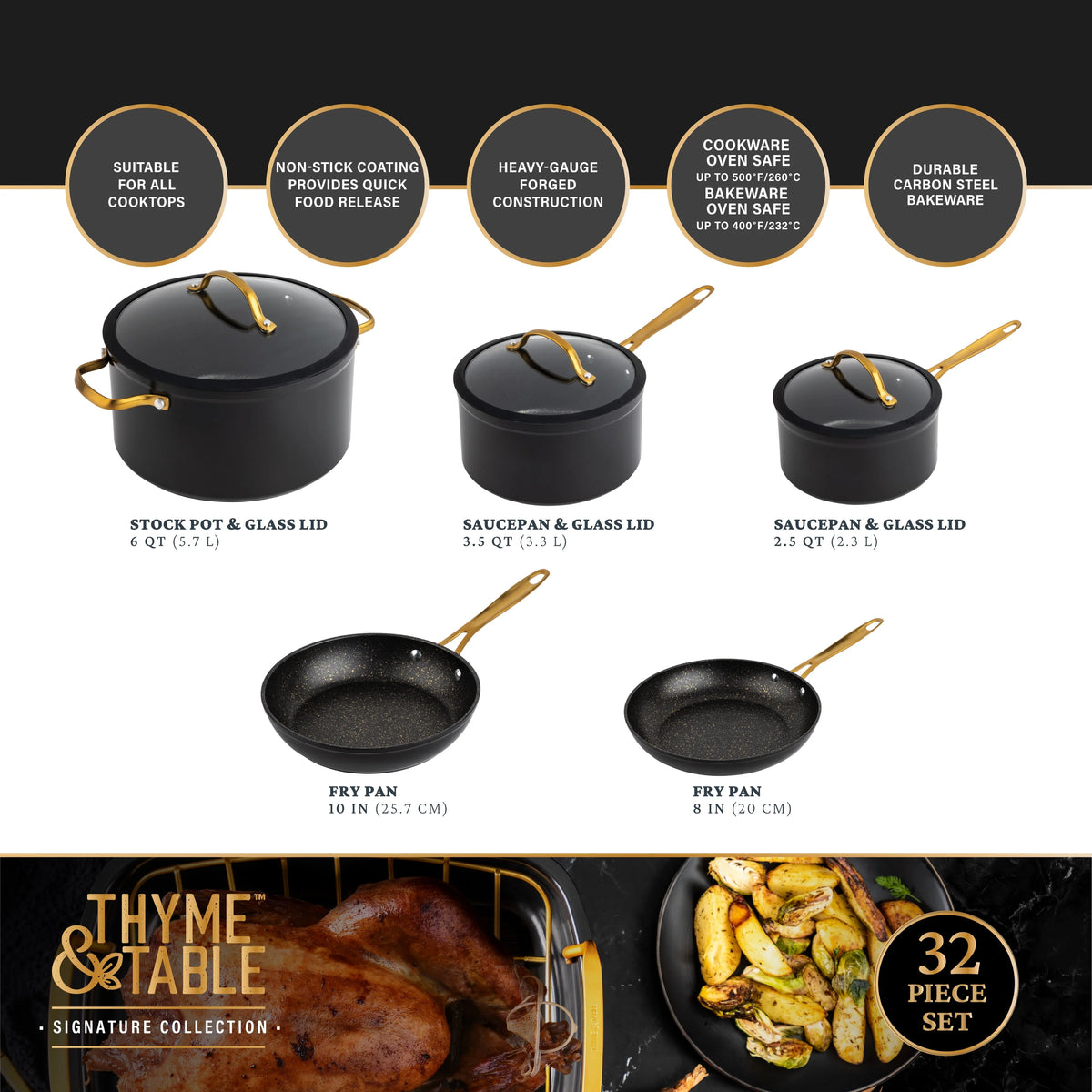 32-Piece Non-Stick Cookware & Bakeware Set, Black P589