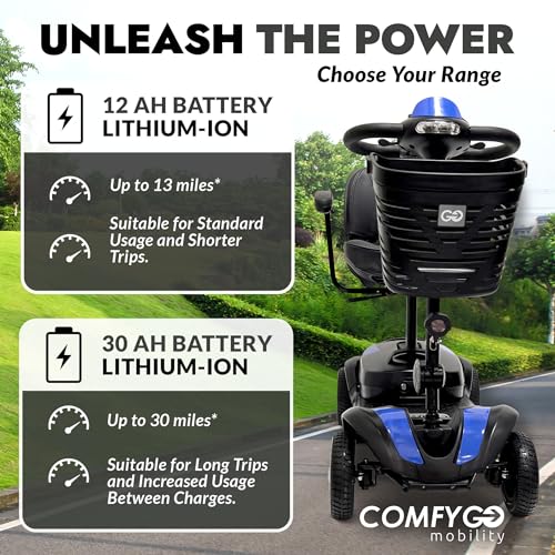 350 lbs Capacity Lithium Battery Powered Foldable Electric Mobility Scooter D607827