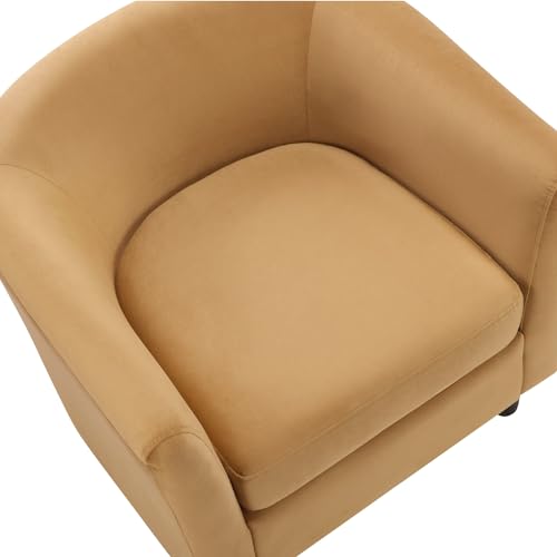 White Velvet Accent Barrel Chair with Ottoman M731