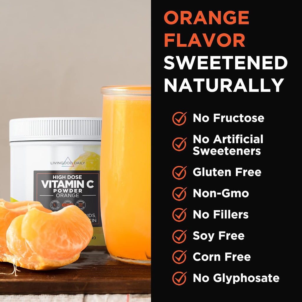 Vitamin C Powder Supplement - 2,600mg Ascorbic Acid Powder with Quercetin & Citrus Bioflavonoids - Vegan, 30 Servings Q2544