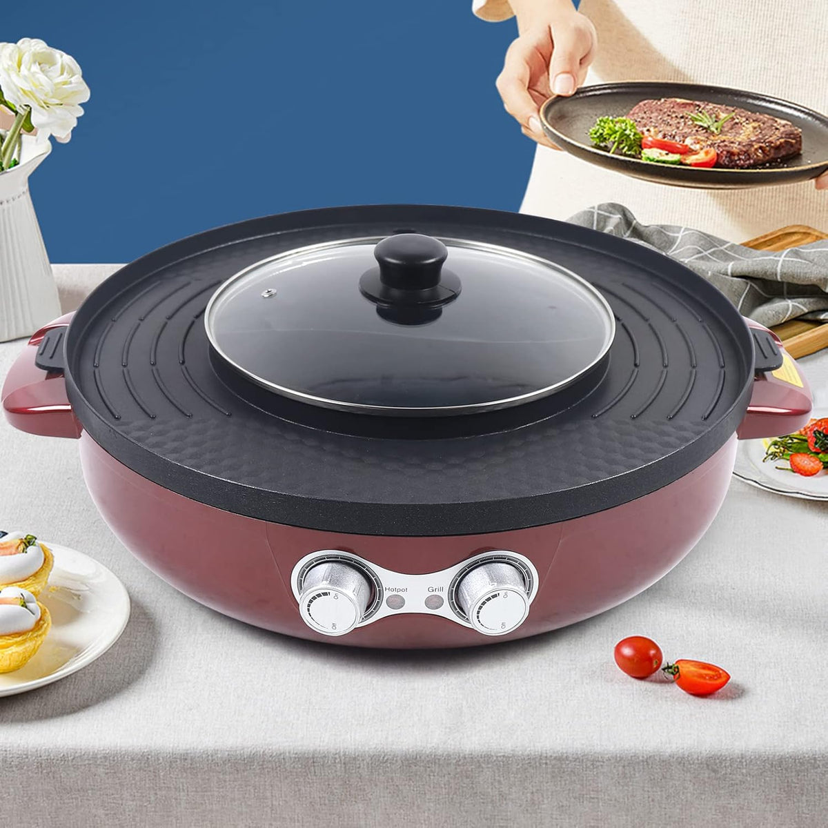 2 in 1 Electric Grill and Hot Pot with Nonstick Coating R778747