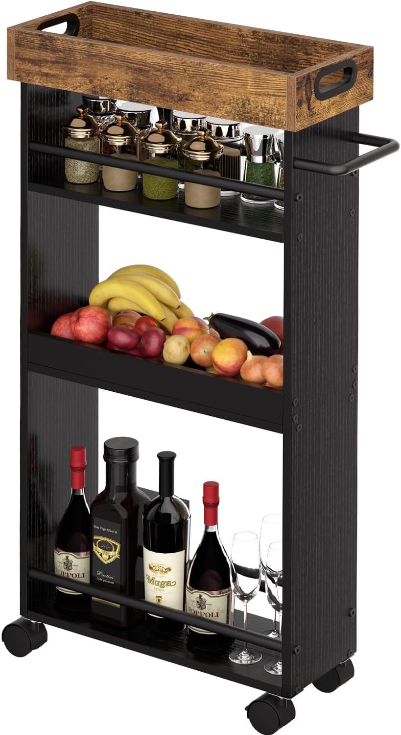 Slim 4 Tier Rolling Storage Cart with Handle E859343