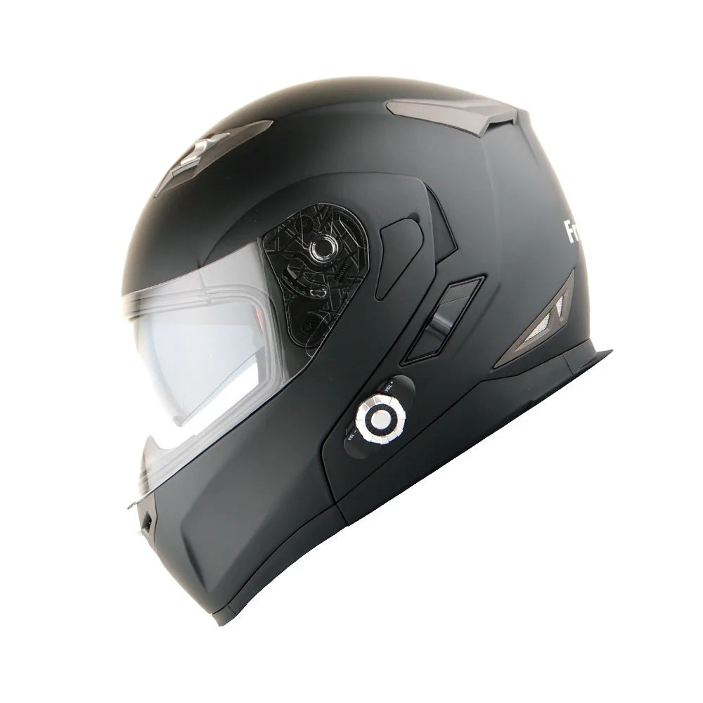 Matt Black Full Face Bluetooth Motorcycle Helmet D334