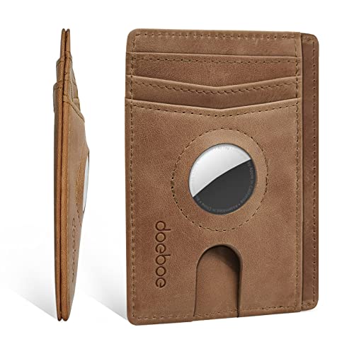 Minimalist Genuine Leather Airtag Wallet Case W29152