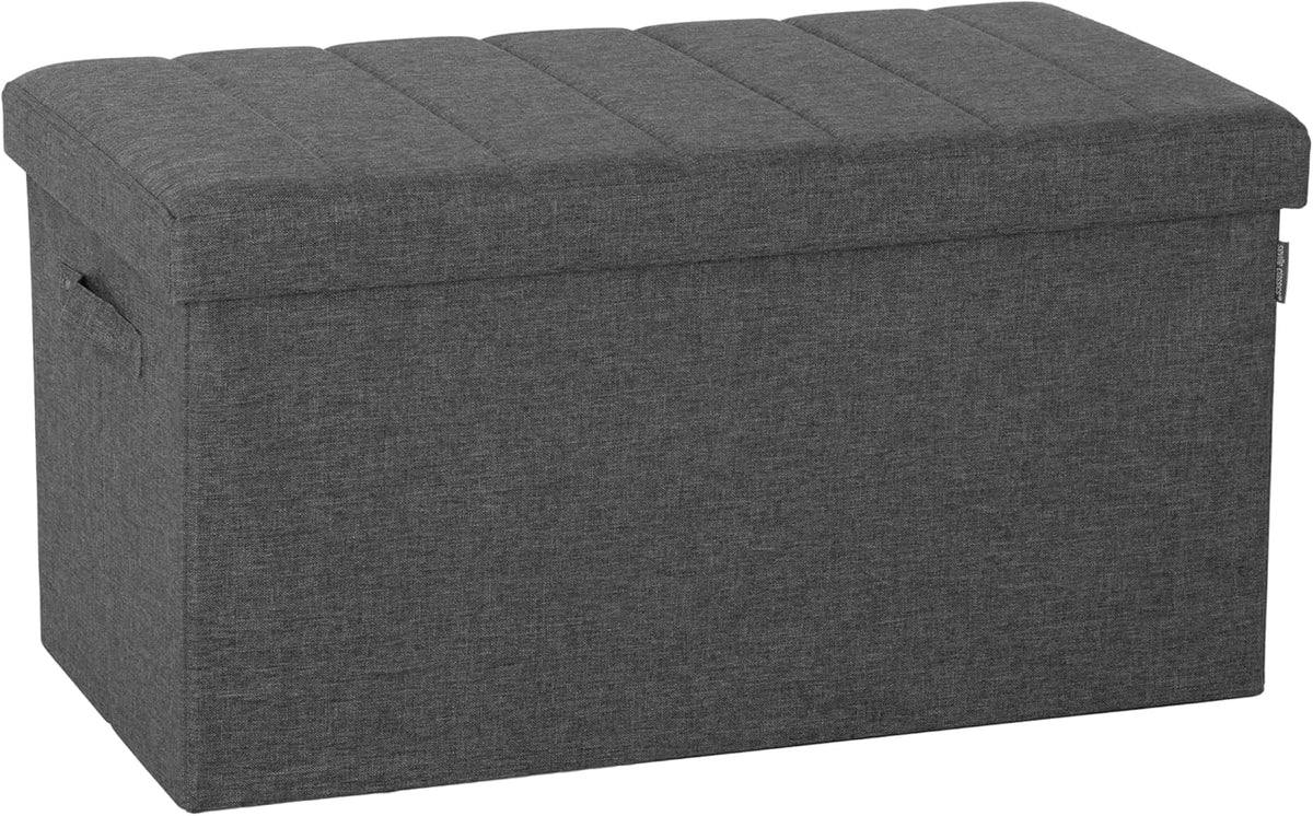 Foldable Tufted Storage Bench Ottoman, Gray R5724