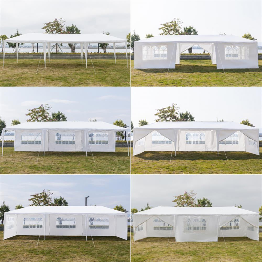 30'x 10' Outdoor Party Tent Waterproof White Canopy with Sidewalls N646205