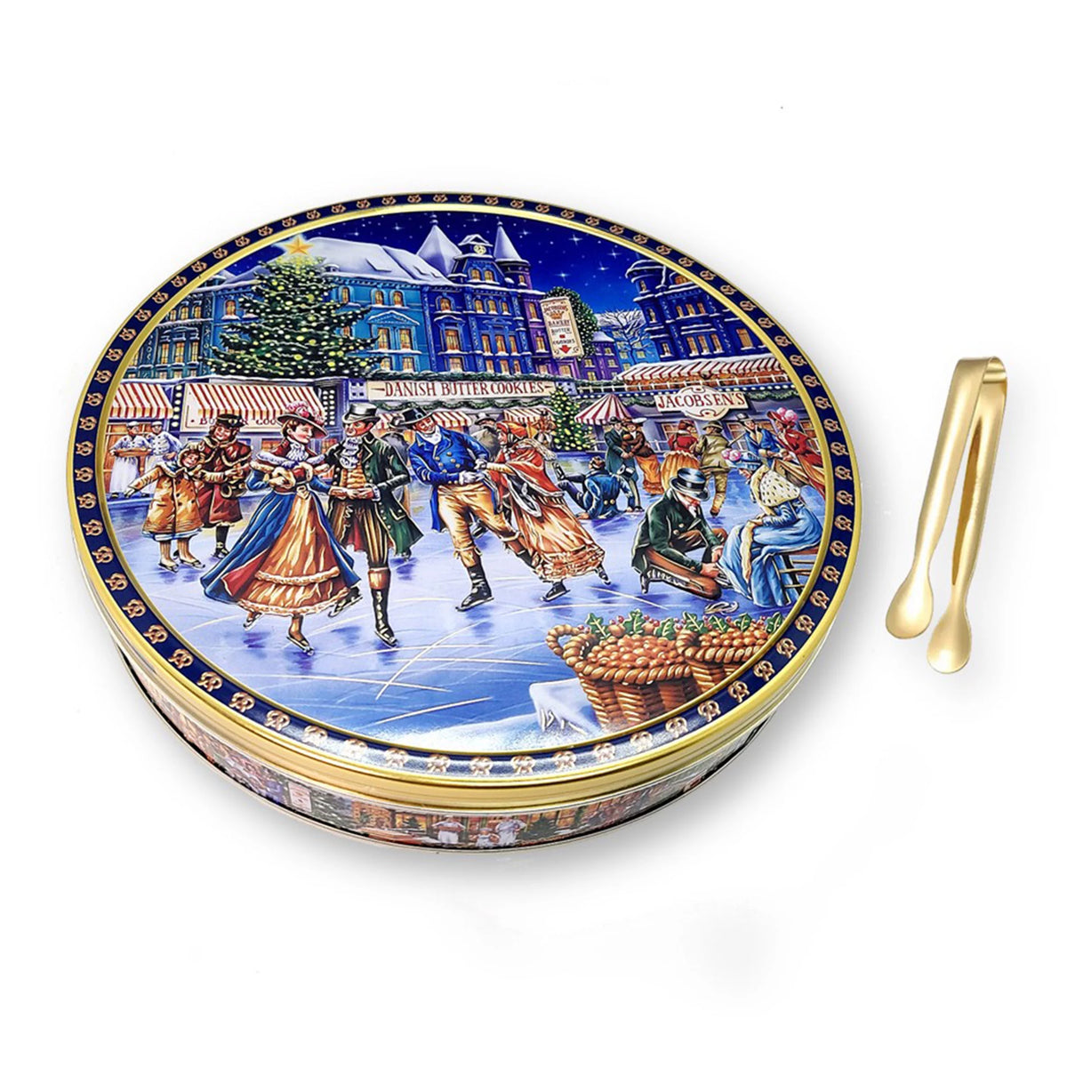 Danish Butter Cookies 24 Oz. with Gold Stainless Steel Tongs M3839