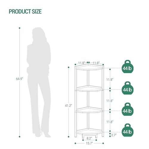4-Tier White Corner Shelf with Metal Frame I254