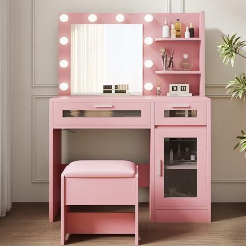 White Vanity Desk with Mirror and Drawer G1102
