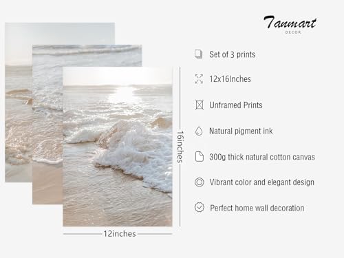 Beach Wall Art Canvas Prints Unframed 12x16 Inch Set of 3 D606037