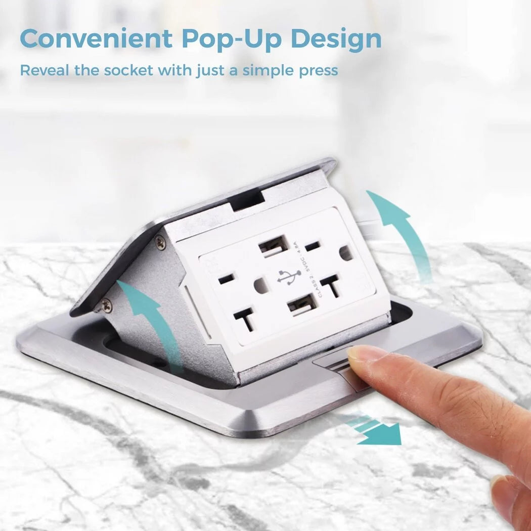 Waterproof Electrical Recessed Outlet Box with 20A Tamper-Resistant Receptacle & 4.8A USB Chargers N185