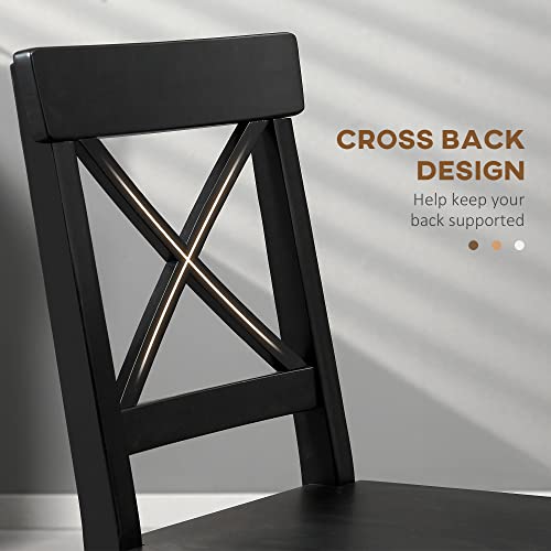 Black Wooden Cross Back Dining Chairs Set of 2 G2192
