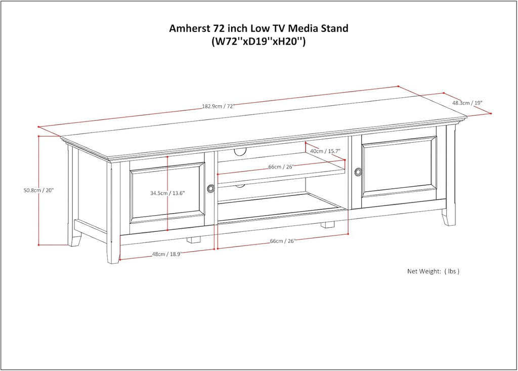 72 inch Solid Wood Media Stand, Hickory Brown R99664