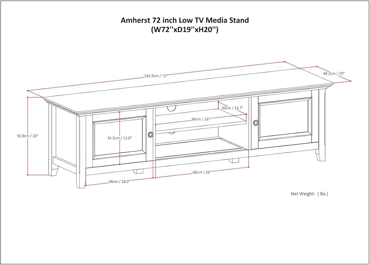 72 inch Solid Wood Media Stand, Hickory Brown R99664