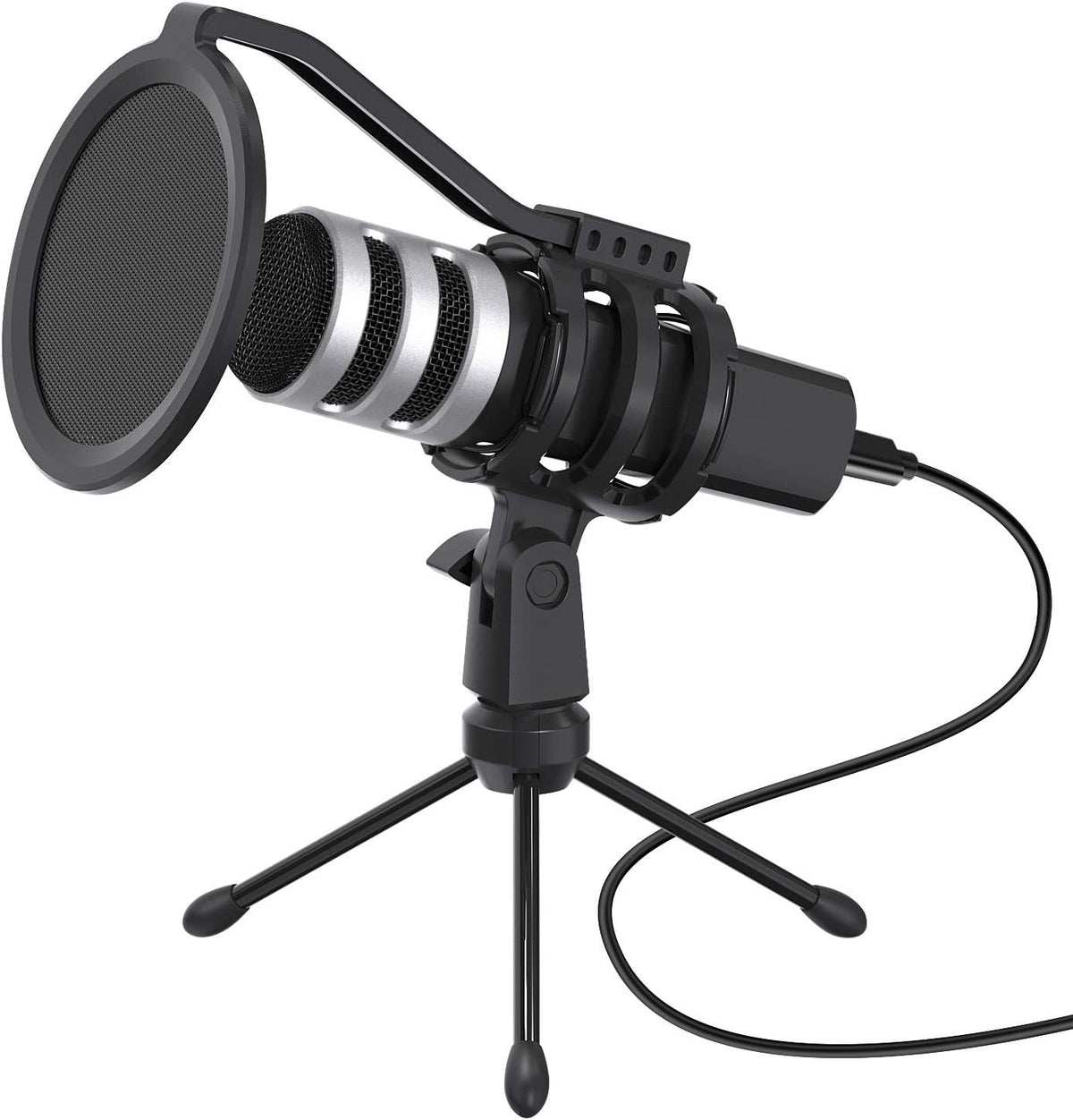 USB Microphone Kit Condenser Cardioid Studio Recording Microphone with Pop Filter Tripod Shock Mount Pack of 2 U7350