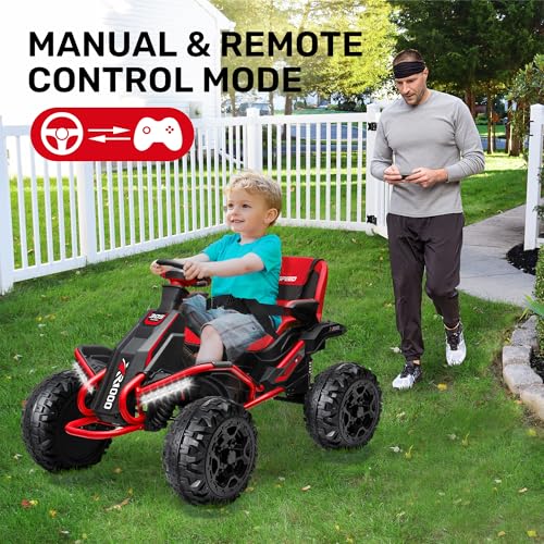 24V 4x4 Ride On Toy with 4x200W Motors, 5MPH, Parent Remote, Wide Adjustable Seat, Headlights, Metal Frame, Shock Absorbers, Green S8847