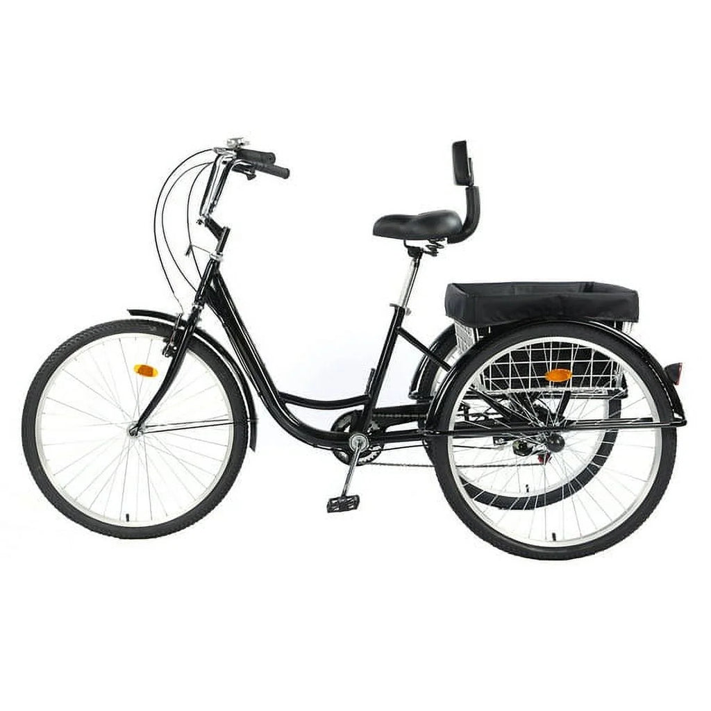 26 Inch 7-Speed 3-Wheel Bike (Black) Q109