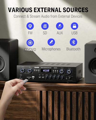 Bluetooth 5.0 Stereo Audio Amplifier Receiver, 4 Channel 440W Peak Power G677511