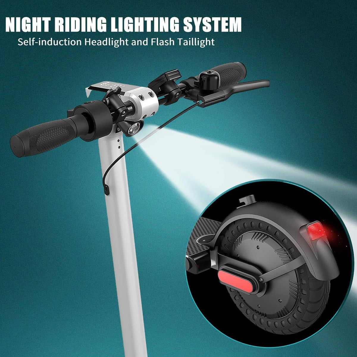 Silver Electric Scooter, 20 Mph, 25 Miles Range, 10" Tires, 500W Motor, Foldable, Max Load 265 Lbs H2365