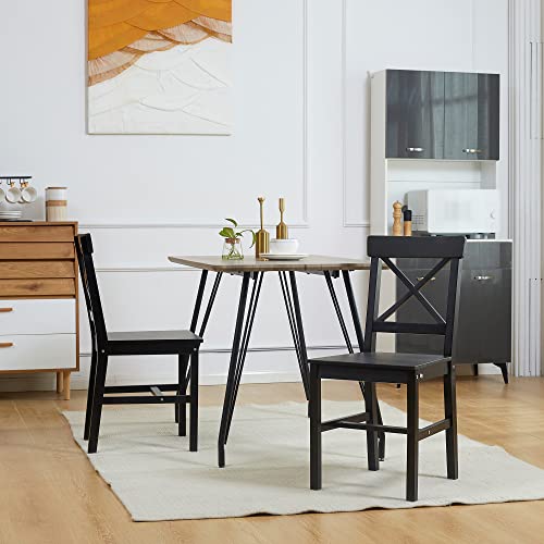Black Wooden Cross Back Dining Chairs Set of 2 G2192