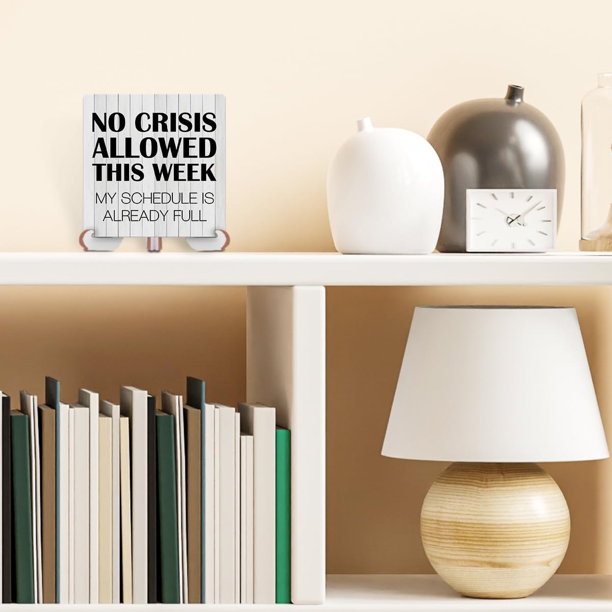 Wood Sign with Wooden Stand Desk Decor A367