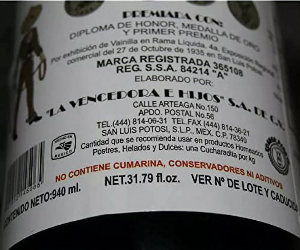31oz Pure Mexican Vanilla Extract 2 Glass Bottles T317118