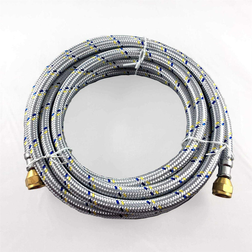 16' Flexible Stainless Steel Braided Hose with 3/8 Brassnut Female Flare Both End T367156