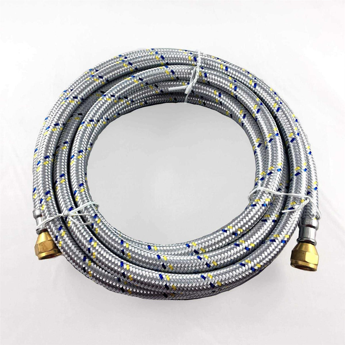 16' Flexible Stainless Steel Braided Hose with 3/8 Brassnut Female Flare Both End T367156