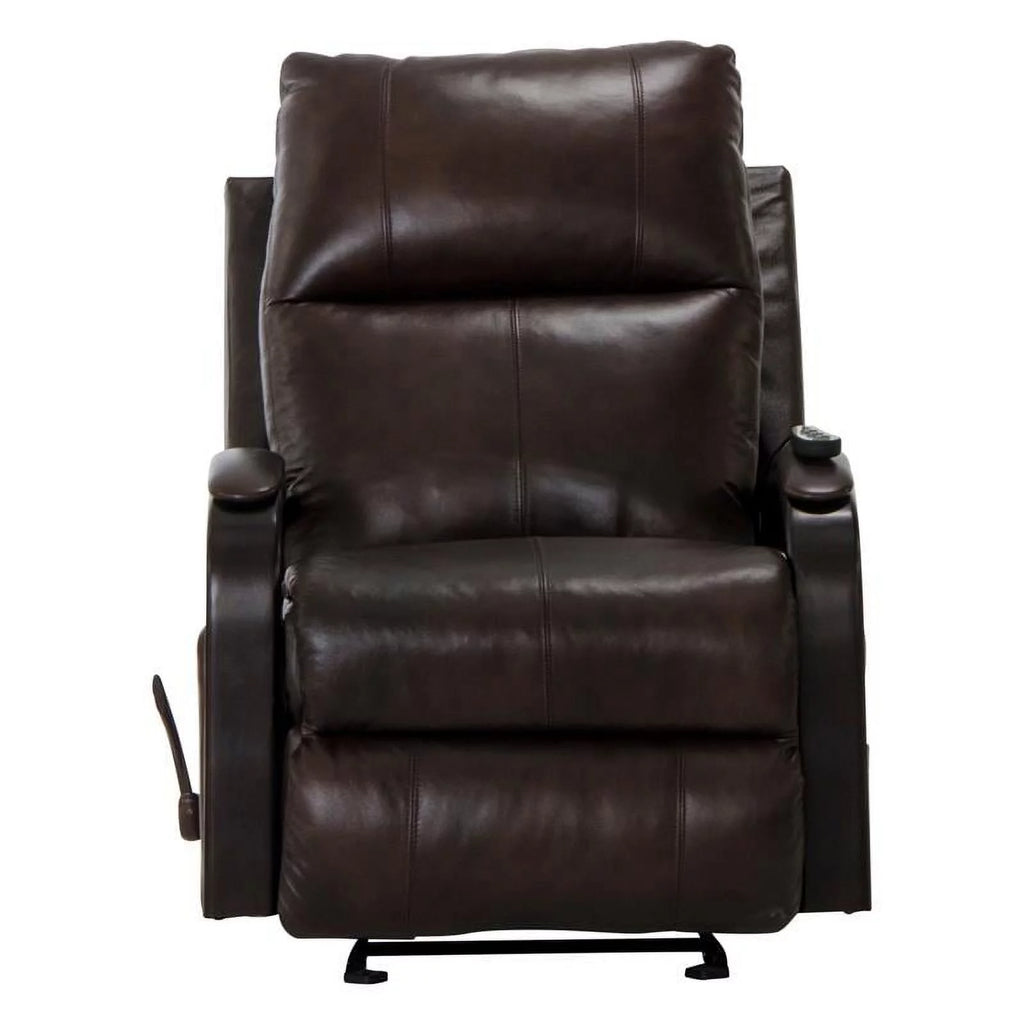 Brown Top Grain Italian Leather Glider Recliner with Heat & Massage K19438