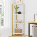 4-Tier White Corner Shelf with Metal Frame I254